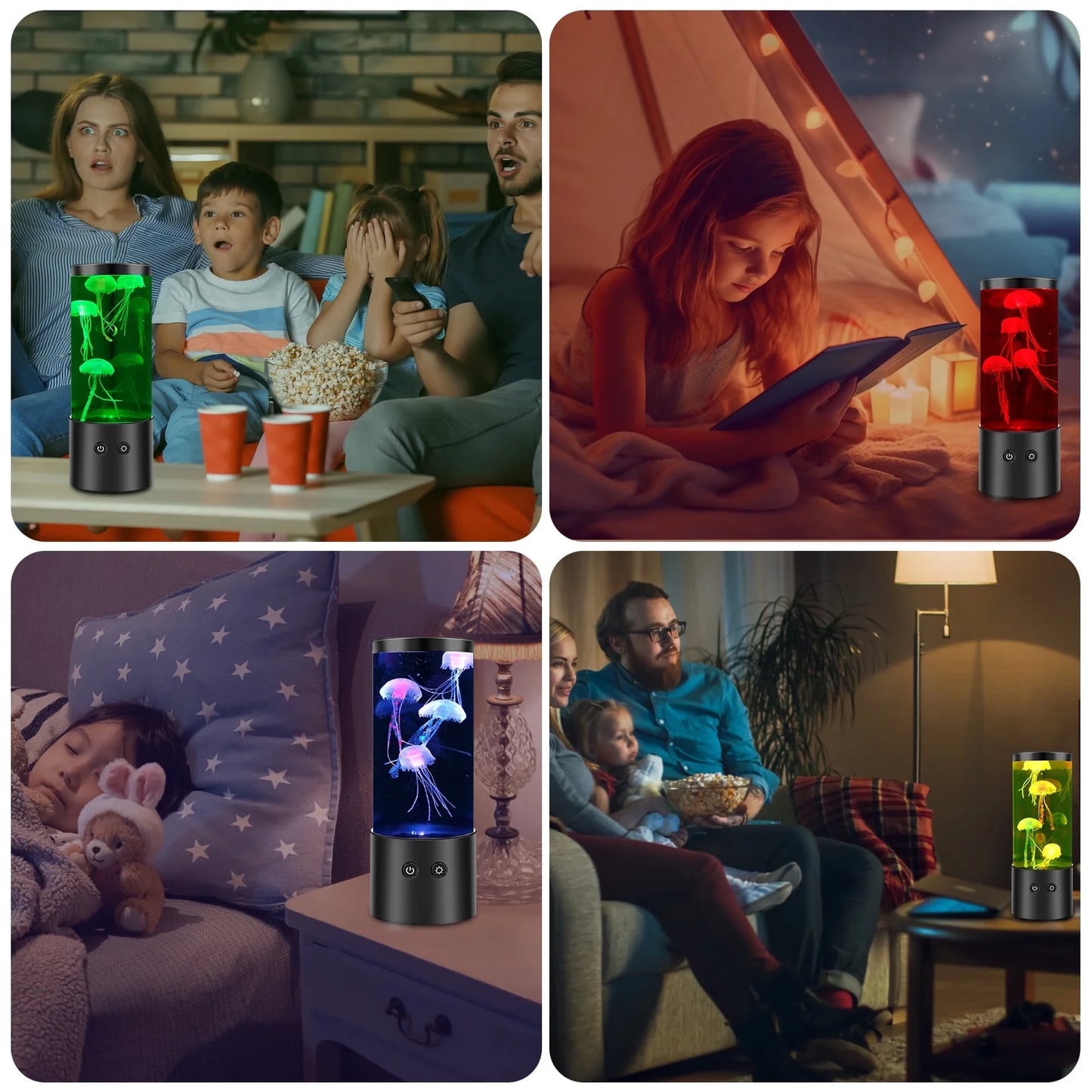 LED Jellyfish Lamp with 7 Colors Changing Jellyfish Night Light Fantasy Jellyfish Aquarium Lamp Decorative Jellyfish Tank Mood Lights,9.06*3.54In