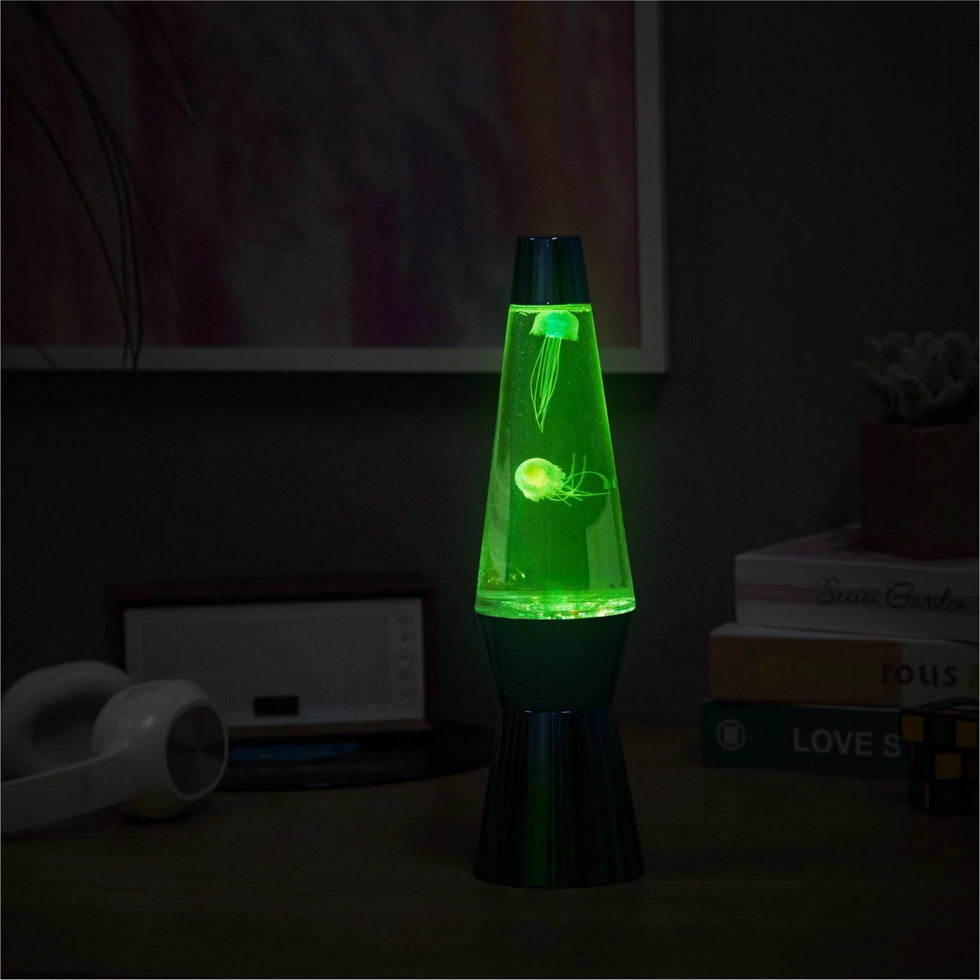 13" Blue and Green Ombre Jellyfish Motion Lamp, Pre-Filled and USB Powered, Incandescent Bulb